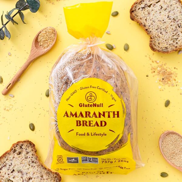 Amaranth flour bread with a soft, hearty texture