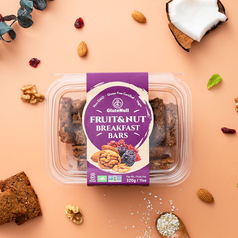 Fruit & Nut Breakfast Bars packed with wholesome fruits and crunchy nuts, perfect for a nutritious start to the day.