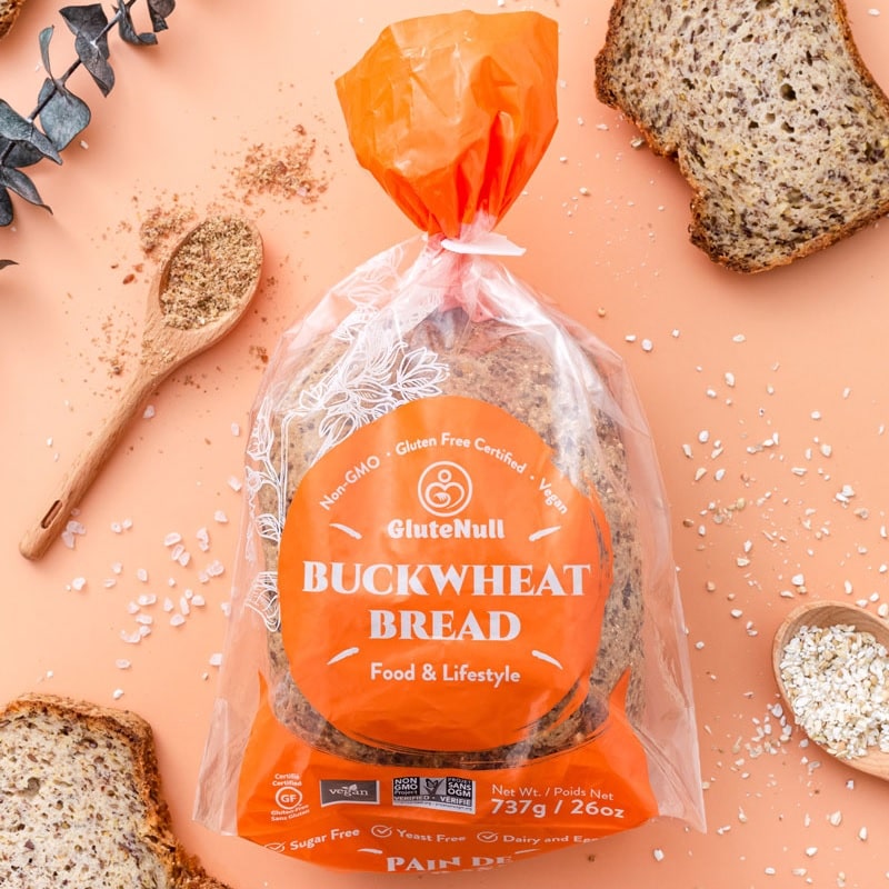 Loaf of gluten-free buckwheat bread with a hearty, wholesome texture